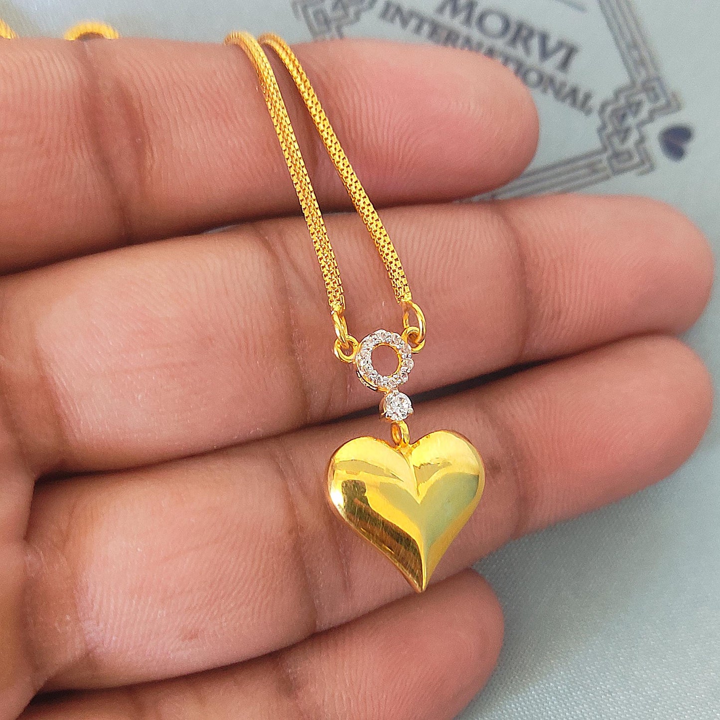 Puffy Heart Pendant with Gold Chain Necklace Jewelry, K5870