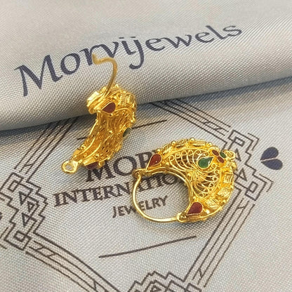 Solid 22k Gold Hoop Earrings | Traditional Indian Bali Hoops | Lightweight Pure Gold Earrings for Women, K5872