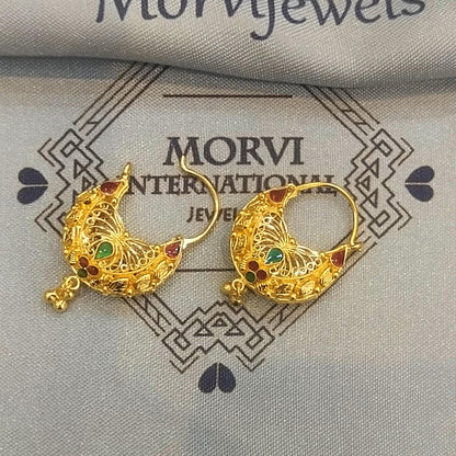 Solid 22k Gold Hoop Earrings | Traditional Indian Bali Hoops | Lightweight Pure Gold Earrings for Women, K5872