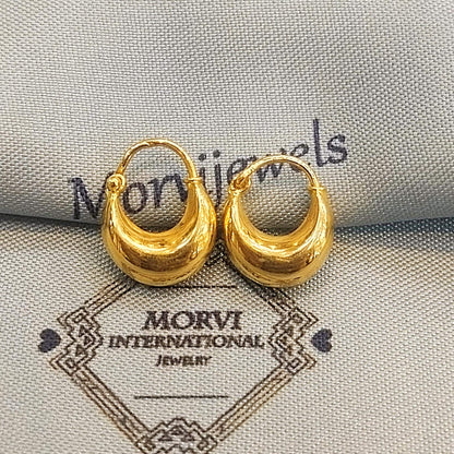 Hammered 22k Gold Hoop Earrings | Traditional Indian Bali Hoops | Lightweight Pure Gold Earrings for Women, K5873