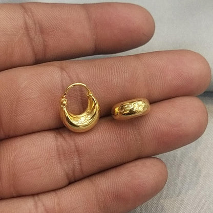Hammered 22k Gold Hoop Earrings | Traditional Indian Bali Hoops | Lightweight Pure Gold Earrings for Women, K5873