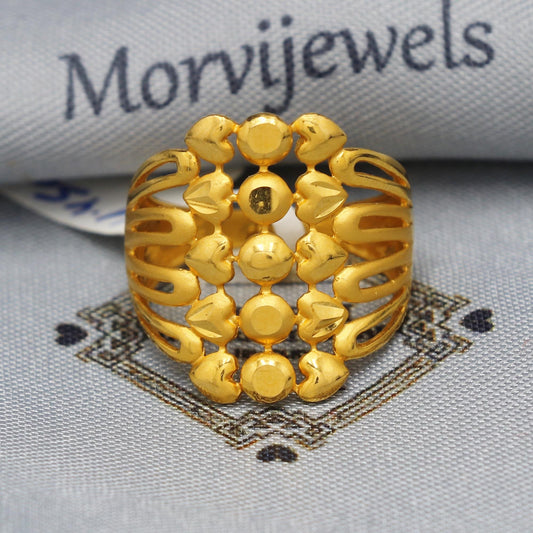 Heart 22k Gold Ring Size 6 7 8 and All Size, 22k Gold Band Ring, 22karat Gold Ring, hand crafted Pure gold ring, K5880