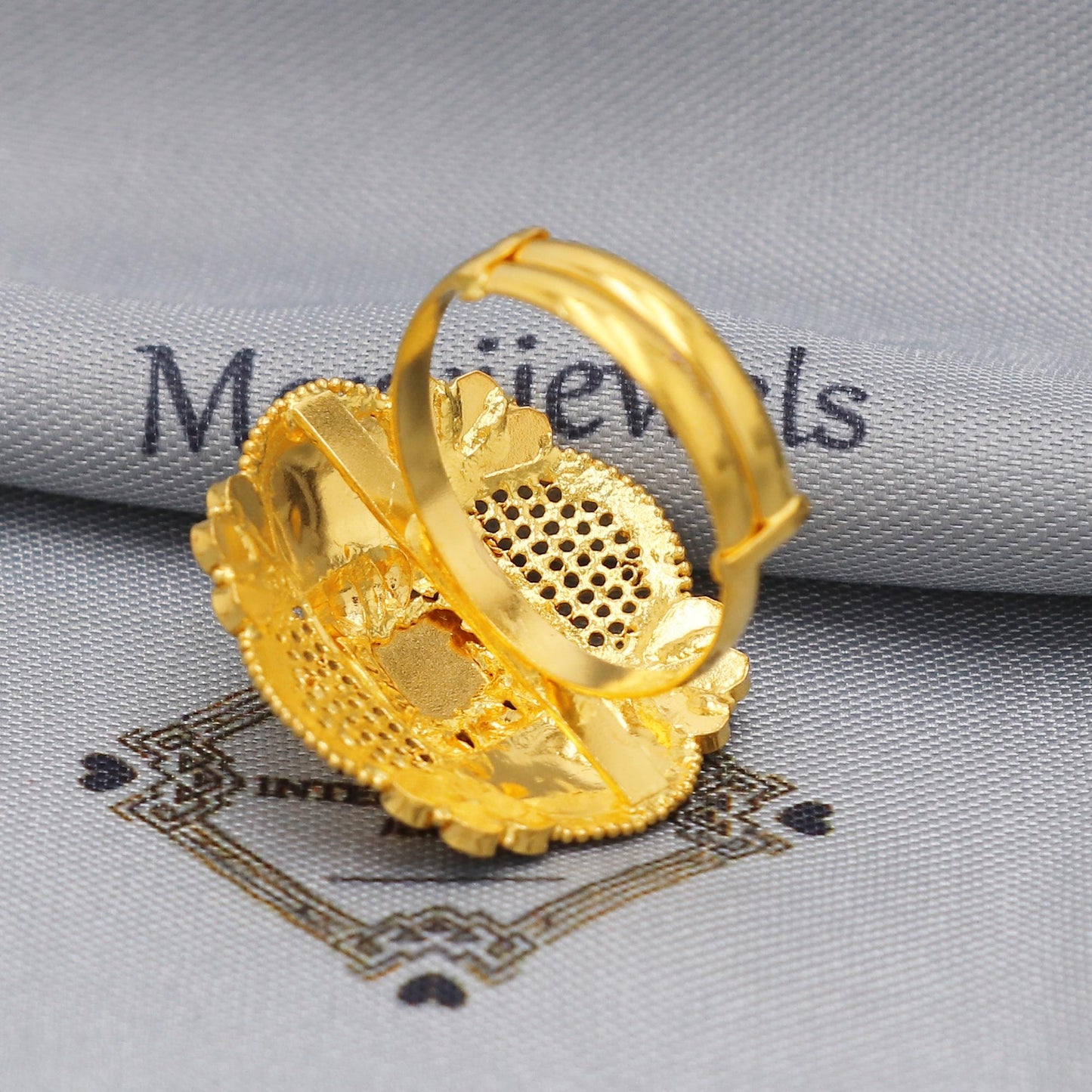 filigree 22k Gold Ring Handmade Jewelry, 22k yellow gold flower Ring, 22 karat Gold Ring, hand crafted Pure gold  Meenakari Gold Ring, K5889