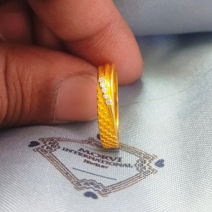 minimalist 22k 22karat gold CZ diamond ring band Indian jewelry for gift,wedding elegant look ring, crafting exquisite gold handmade jewelry
