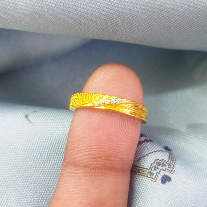 minimalist 22k 22karat gold CZ diamond ring band Indian jewelry for gift,wedding elegant look ring, crafting exquisite gold handmade jewelry