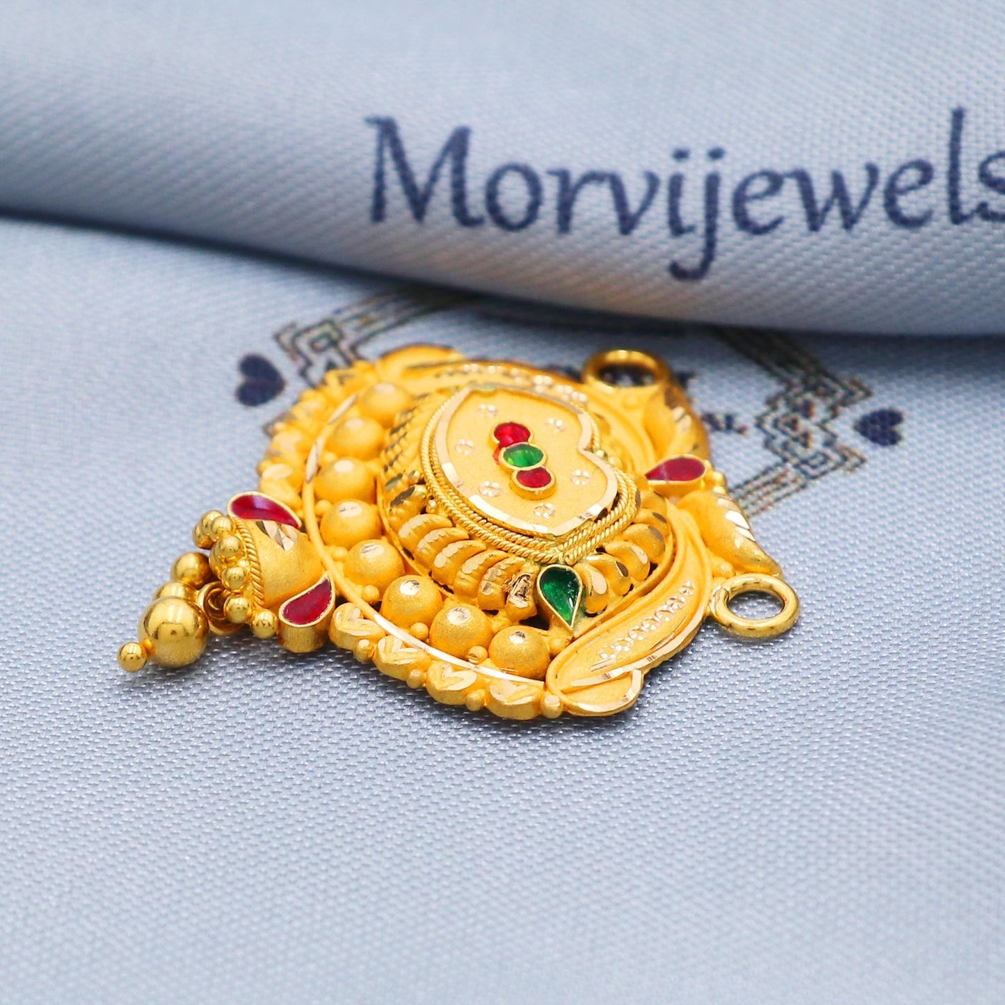 pure 22k gold pendant Indian jewelry, Handcrafted Necklace, K5695