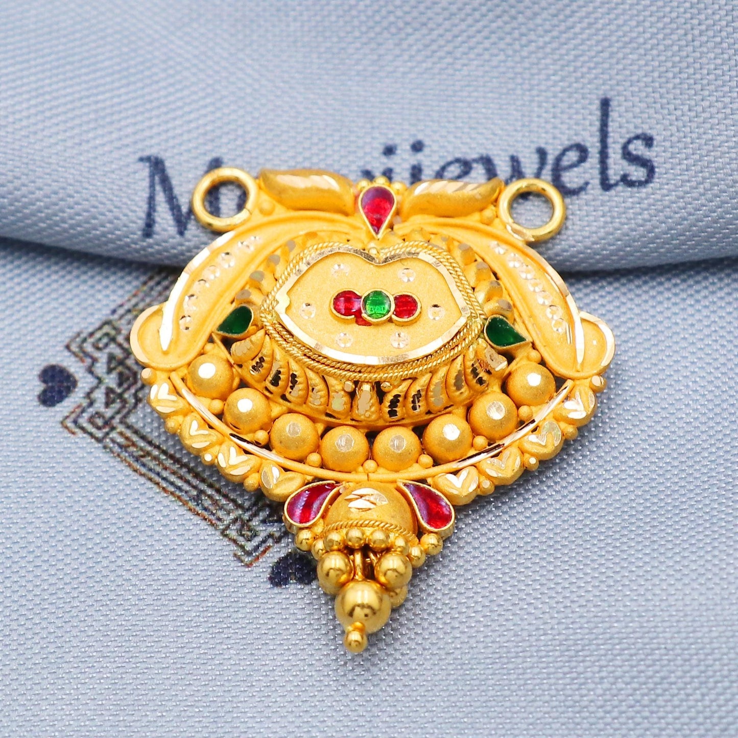 pure 22k gold pendant Indian jewelry, Handcrafted Necklace, K5695