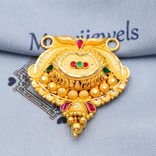 pure 22k gold pendant Indian jewelry, Handcrafted Necklace, K5695
