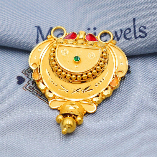 22k gold pendant necklace Indian jewelry, Handcrafted Necklace, K5697
