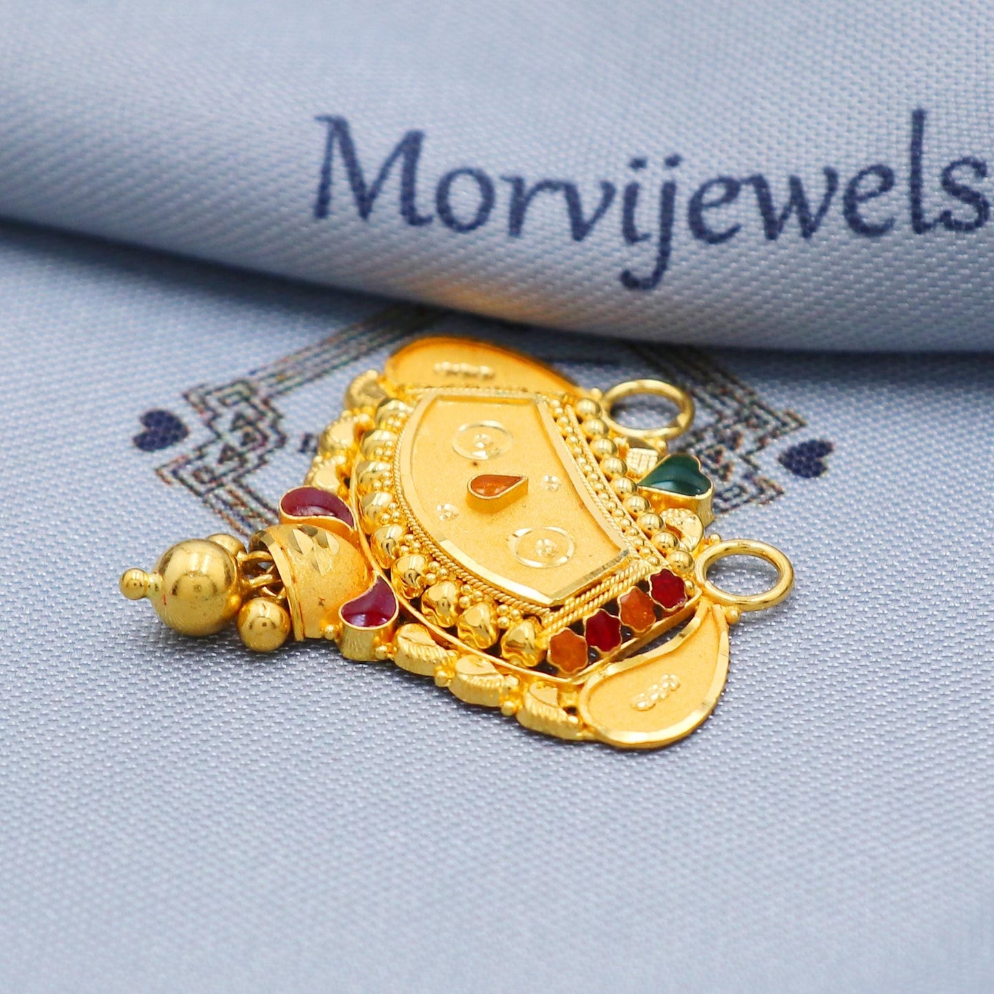 solid 22k gold pendant necklace Indian jewelry, K5698
