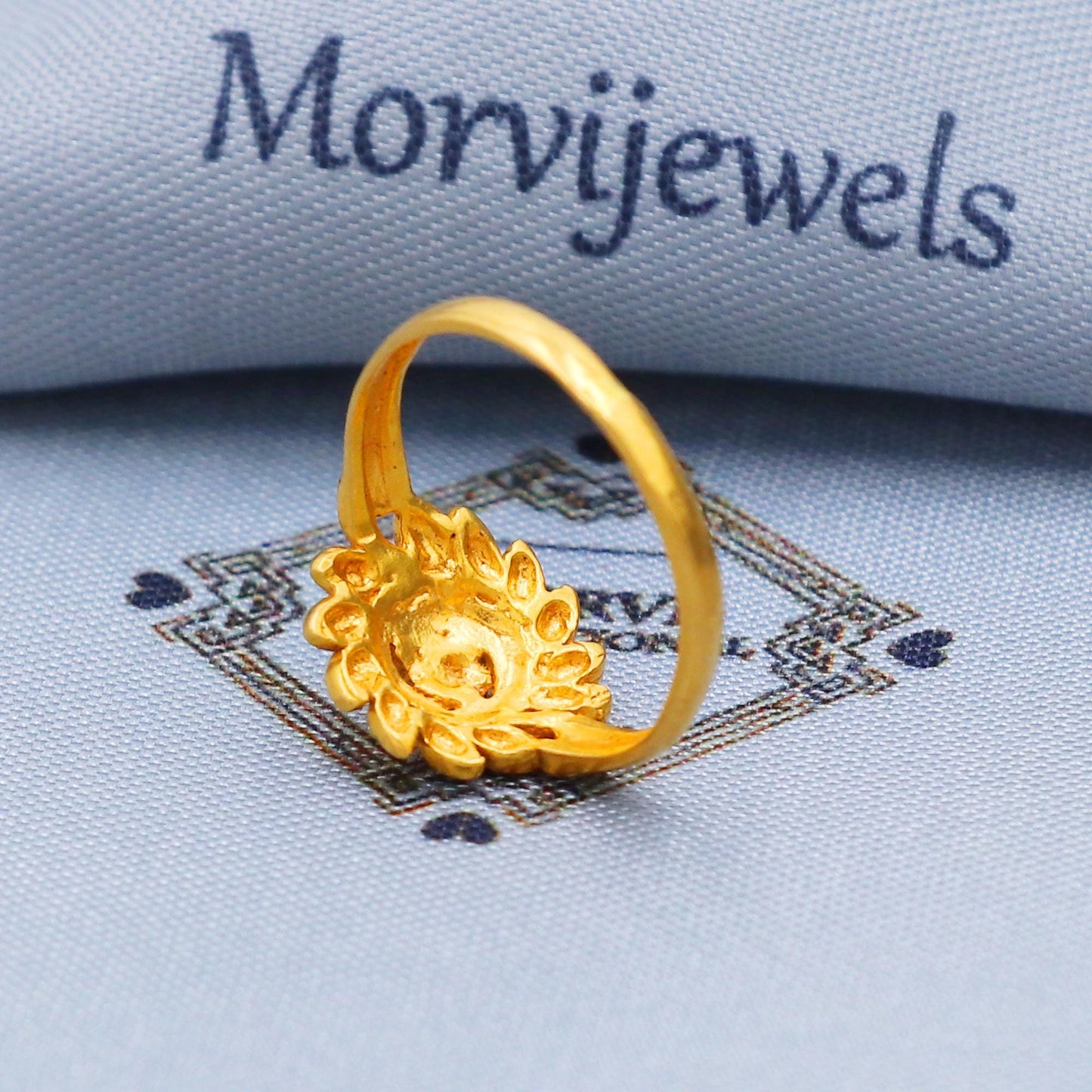Classic 22k Yellow Gold Ring Size 6 7 8 and All Size, 22k Flower Gold Ring, Indian Gold Ring, K5709