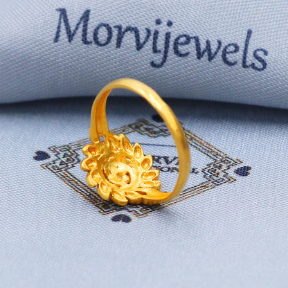 Classic 22k Yellow Gold Ring Size 6 7 8 and All Size, 22k Flower Gold Ring, Indian Gold Ring, K5709