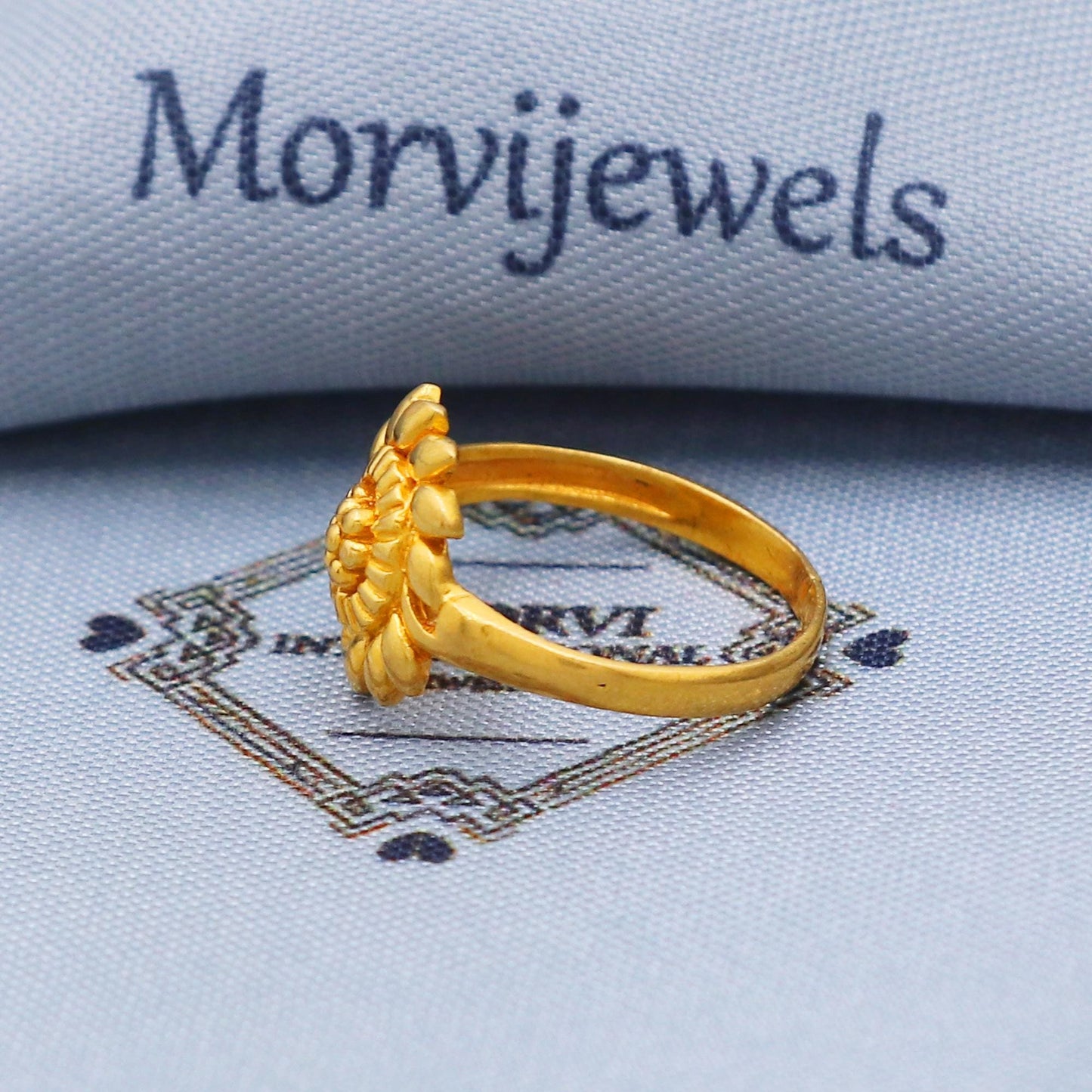 Classic 22k Yellow Gold Ring Size 6 7 8 and All Size, 22k Flower Gold Ring, Indian Gold Ring, K5709