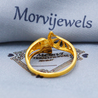 Hand crafted 22k Yellow Gold Ring, Indian Pure Gold Ring Handmade Jewelry, K5724