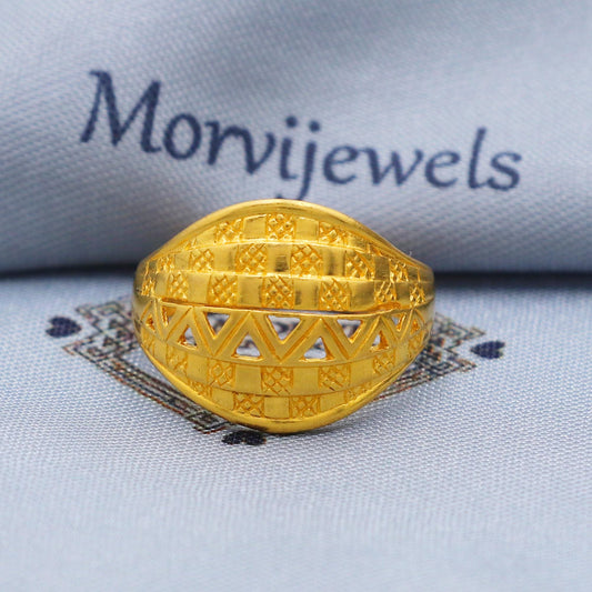 Classic Solid 22k Yellow Gold Ring Size 6 7 8 and All Size, 22k Gold Band Ring, Indian Gold Ring, Hand crafted Pure gold ring, K5726