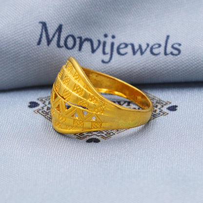 Classic Solid 22k Yellow Gold Ring Size 6 7 8 and All Size, 22k Gold Band Ring, Indian Gold Ring, Hand crafted Pure gold ring, K5726