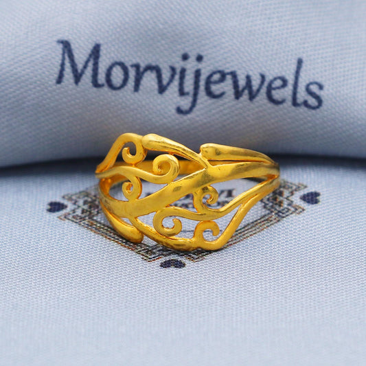 Indian 22k Yellow Gold Ring Size 6 7 8 and All Size, Flower 22k Gold Ring, 22karat Gold Ring, Hand crafted Pure gold ring, K5731