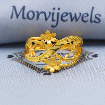 Fine 22k Yellow Gold Ring Size 6 7 8 and All Size, 22k Gold Flower Ring, 22karat Gold Ring, Hand crafted Pure gold ring, K5734
