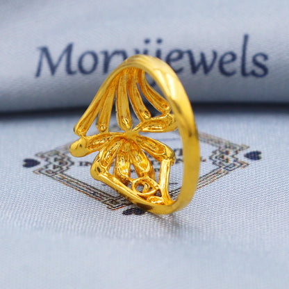 Half Flower Design 22k Gold Ring Size 6 7 8 and All Size, 22k Gold Band Ring, 22karat Gold Ring, Hand crafted Pure gold ring, K5741