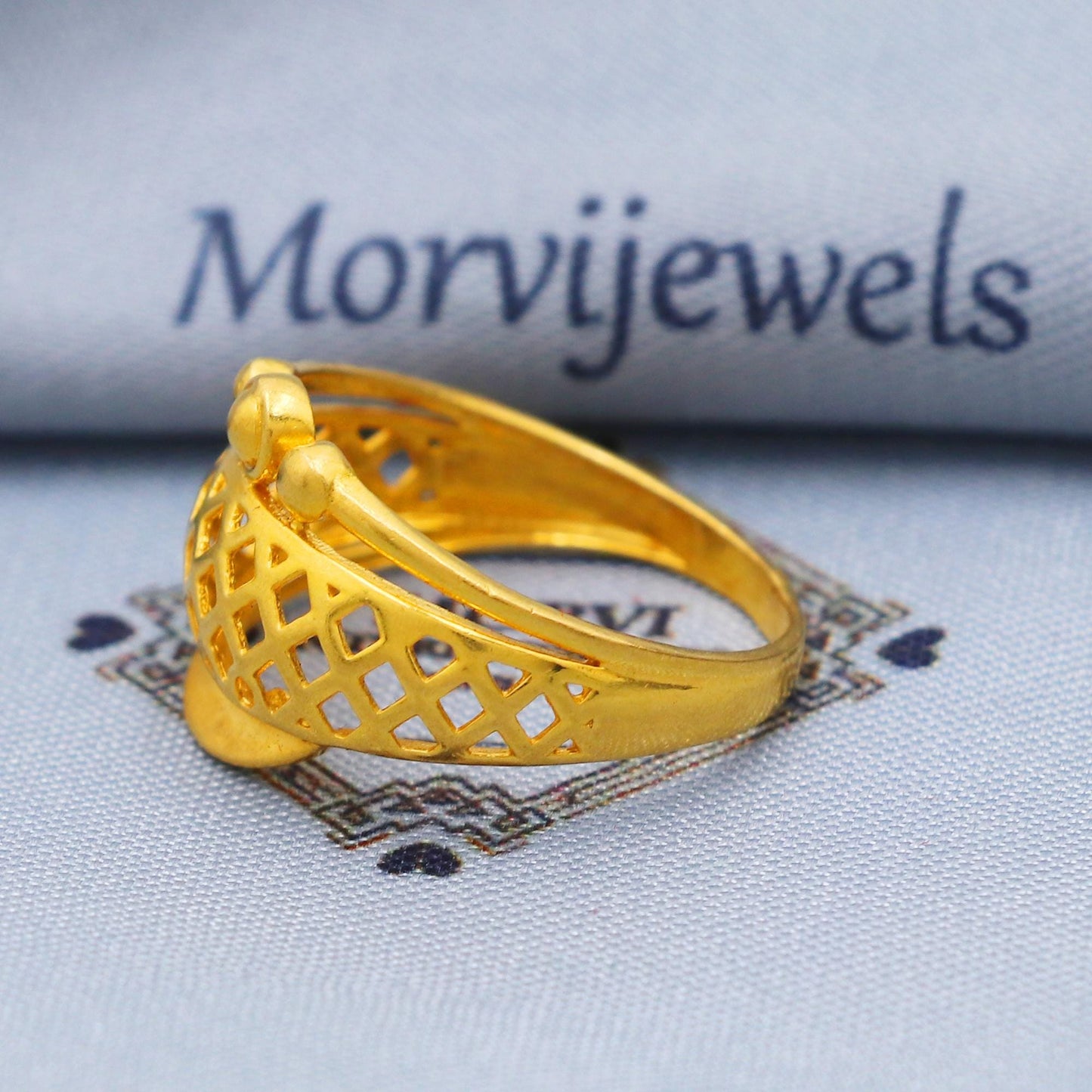 Filigree 22k Gold Ring Size 6 7 8 and All Size, 22k Gold Band Ring, 22karat Gold Ring, Hand crafted Pure gold ring, K5744