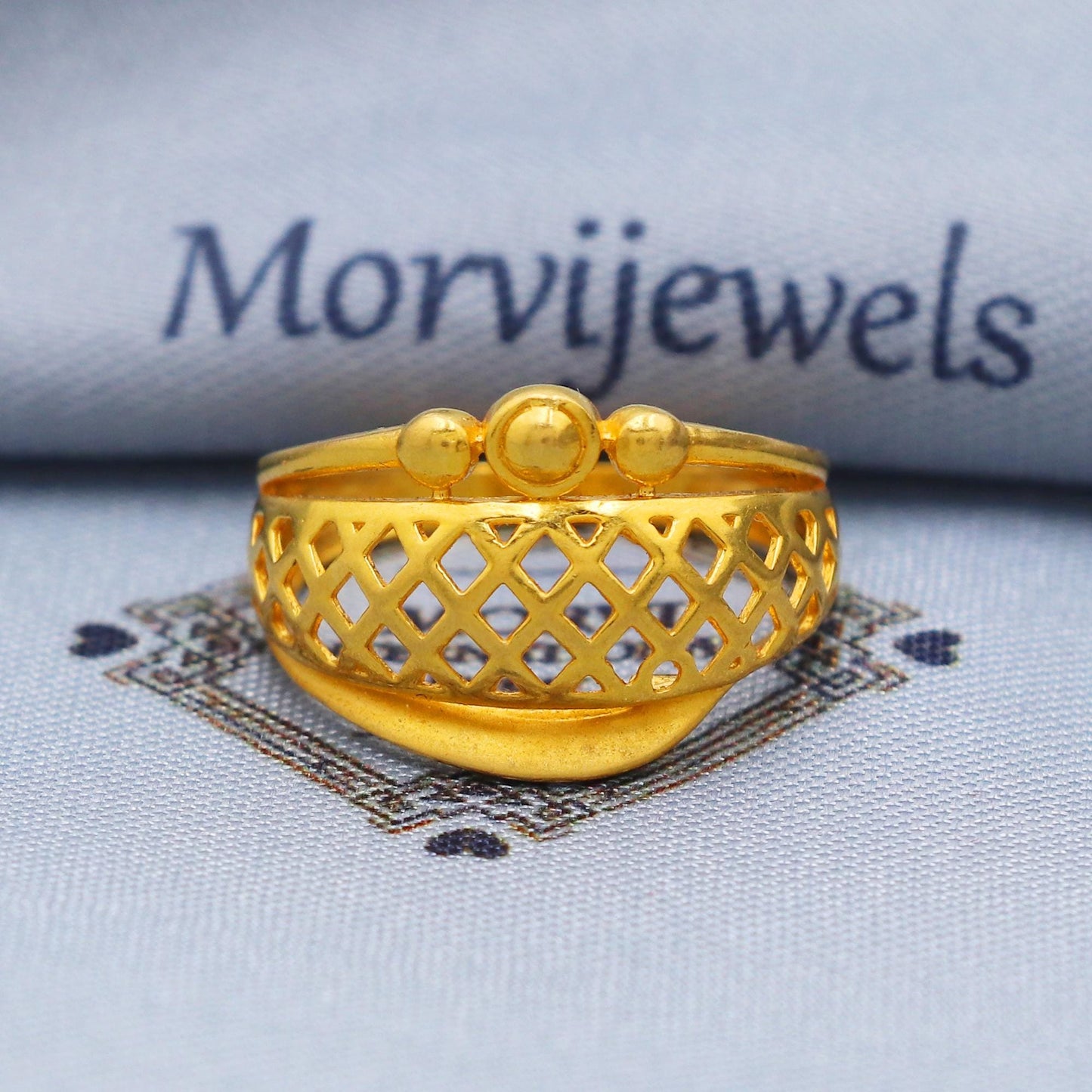 Filigree 22k Gold Ring Size 6 7 8 and All Size, 22k Gold Band Ring, 22karat Gold Ring, Hand crafted Pure gold ring, K5744