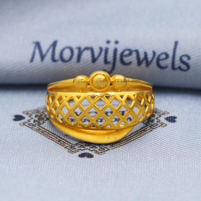 Filigree 22k Gold Ring Size 6 7 8 and All Size, 22k Gold Band Ring, 22karat Gold Ring, Hand crafted Pure gold ring, K5744