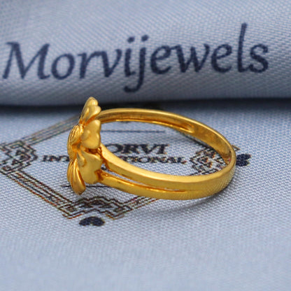 Flower 22k Gold Ring Size 6 7 8 and All Size, 22k Gold Band Ring, 22karat Gold Ring, Hand crafted Pure gold ring, K5750