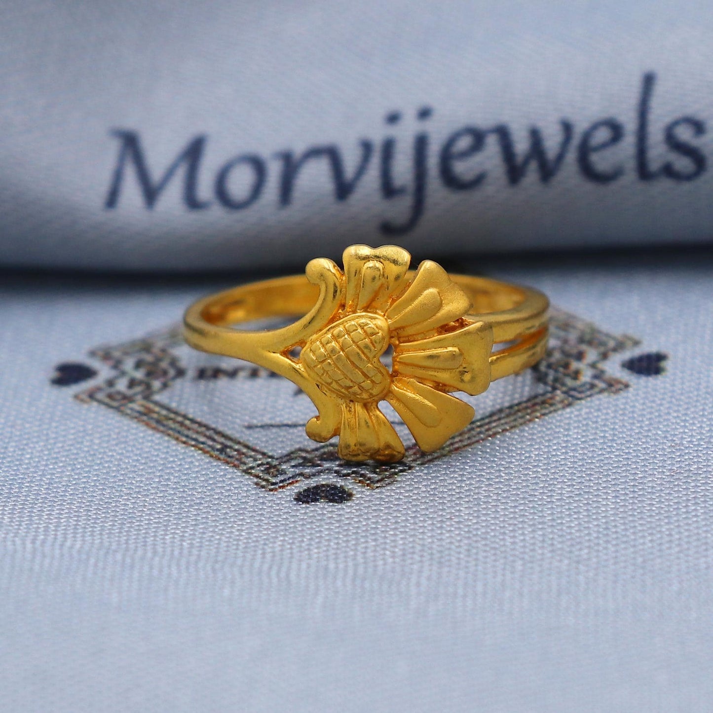 Flower 22k Gold Ring Size 6 7 8 and All Size, 22k Gold Band Ring, 22karat Gold Ring, Hand crafted Pure gold ring, K5750