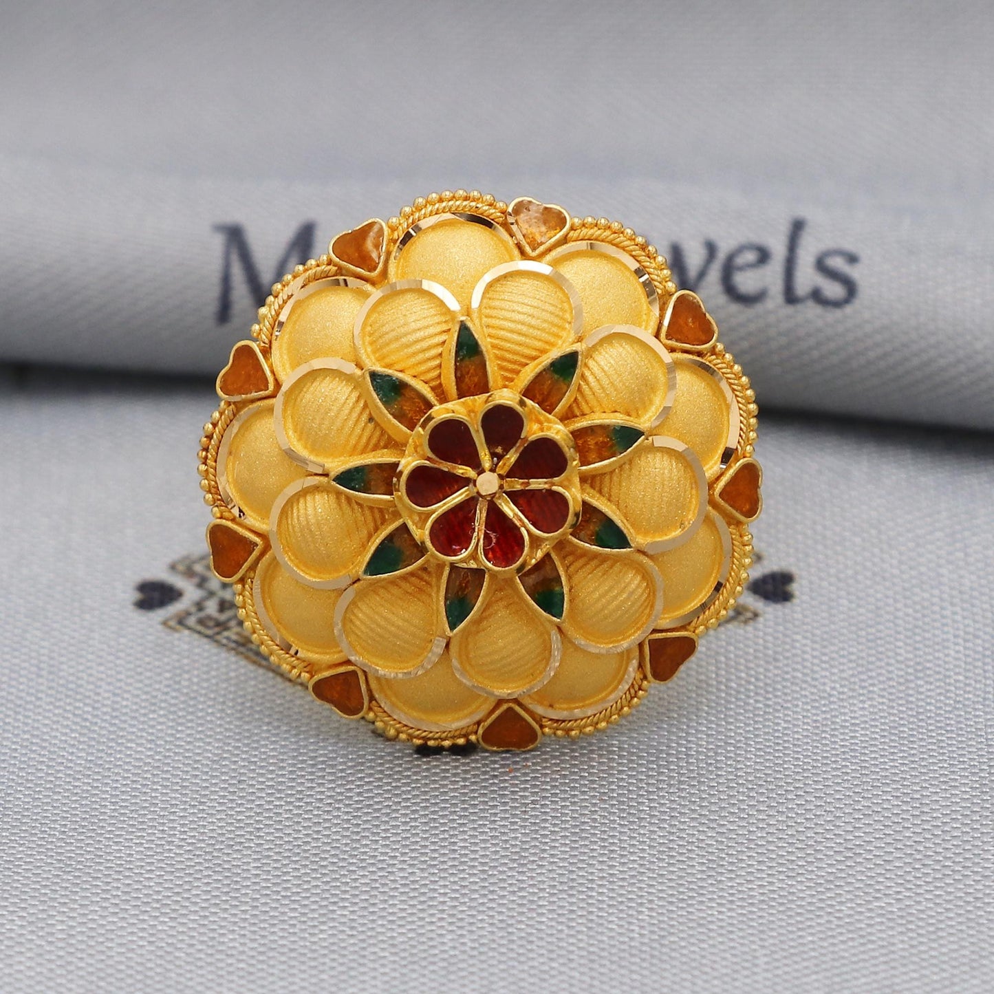 Women 22k Yellow Gold Ring Jewelry, Adjustable Size Ring in 22kt Gold, K5891