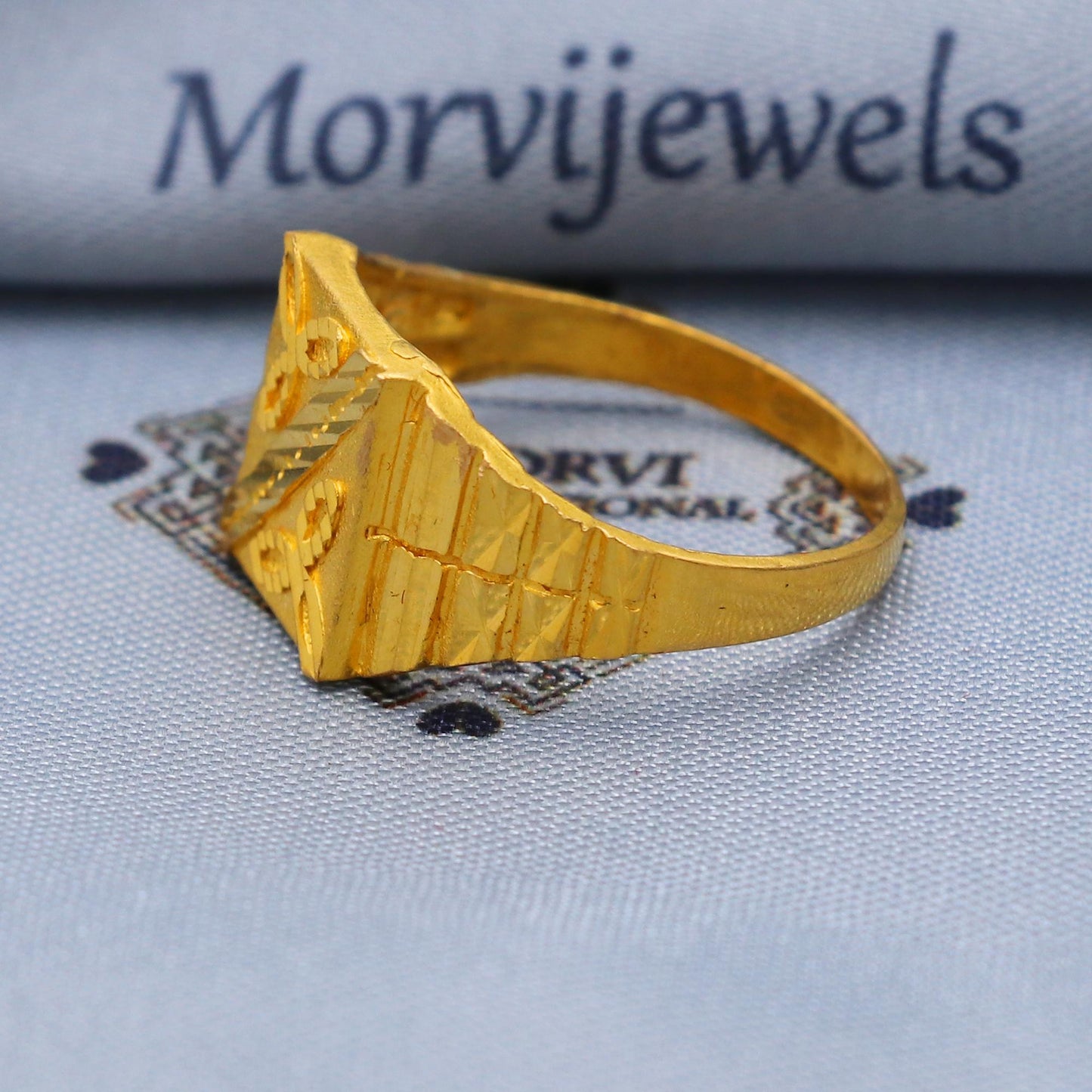 Hand Carved 22k Gold Ring Size 6 7 8 and All Size, 22k Gold Band Ring, 22karat Gold Ring, Hand crafted Pure gold ring, K5753