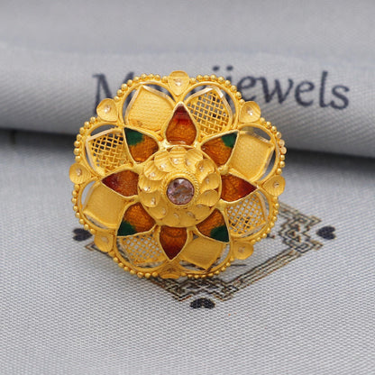 Handmade 22k Yellow Gold Ring Jewelry Adjustable Size Ring in 22kt Gold, K5893