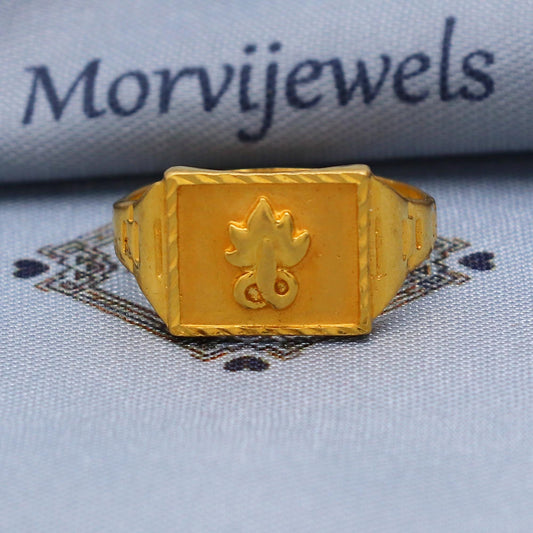 Leaf Carved 22k Gold Ring Size 6 7 8 and All Size, 22k Gold Band Ring, 22karat Gold Ring, hand crafted Pure gold ring, K5757