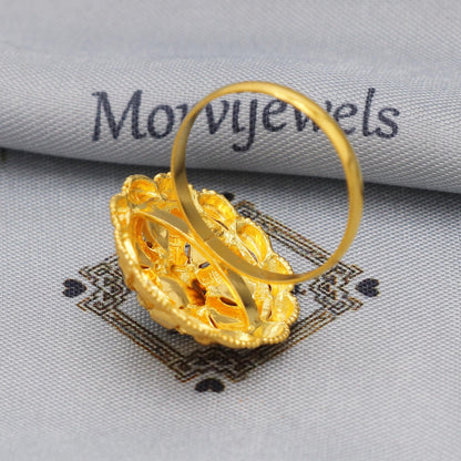 Women 22k Yellow Gold Ring Jewelry, Flower Round Ring in 22kt Gold, K5894