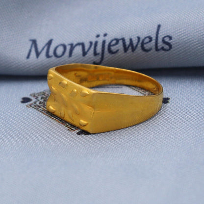 Handcrafted 22K Gold Textured Band Ring, Traditional Unisex Design, Hand-engraved texture with organic droplet patterns,