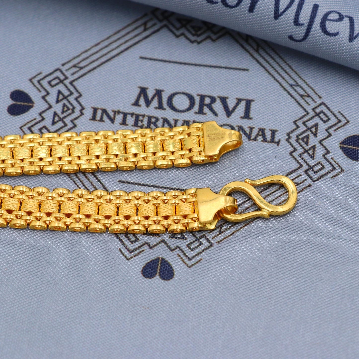 Hand Carved Solid 22k Gold Bracelet Link Chain Handcrafted Jewelry, 22kt Gold Bracelet, Indian Gold Bracelet Jewelry for gift, K5776