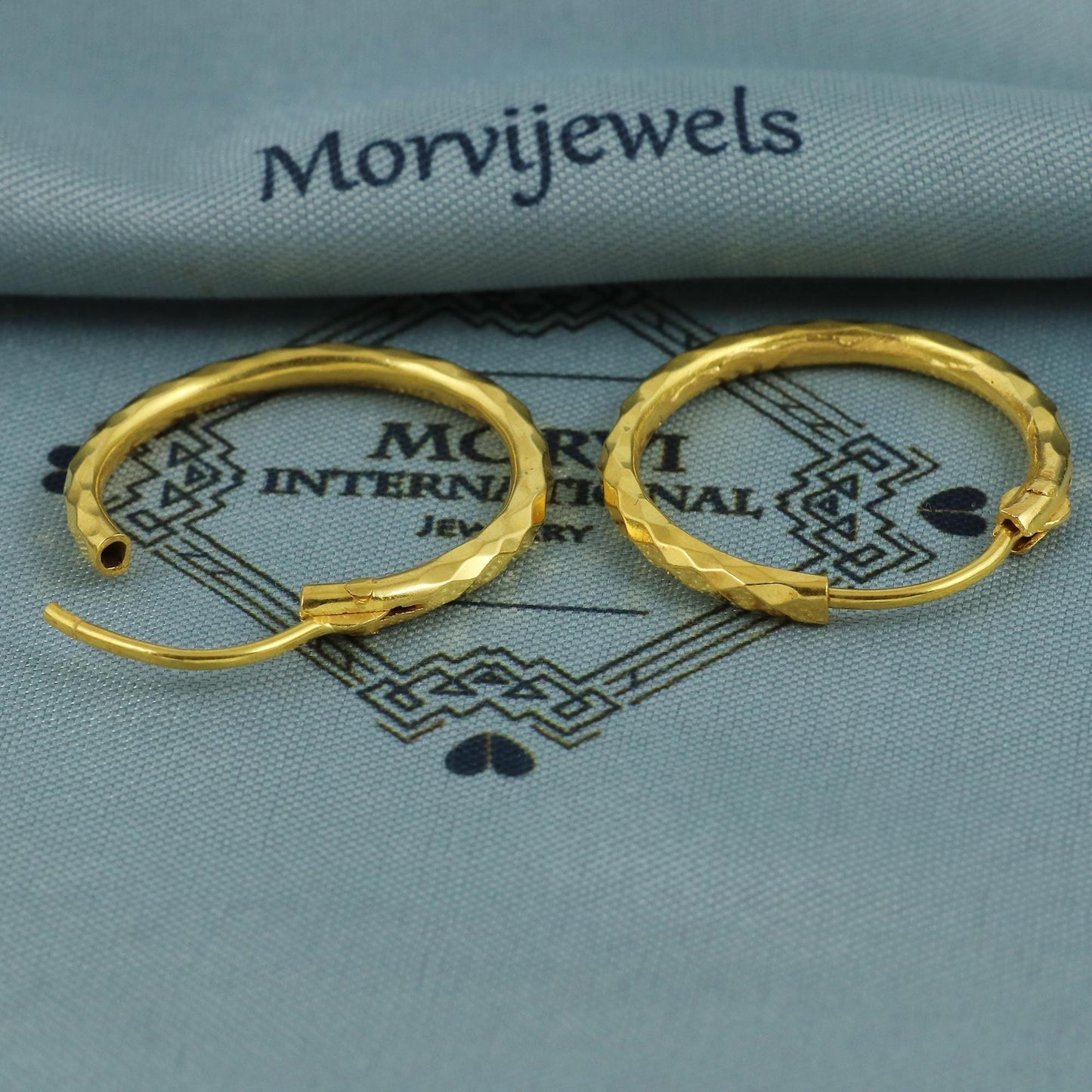 18k Yellow Gold Hoop Bali Earrings, Handmade big Yellow gold earrings for women, Valentine Day gift, Indian gold earrings