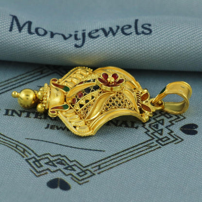 Hand Crafted 22k 18k Gold Pendant Locket Handmade Indian Jewelry, K5918