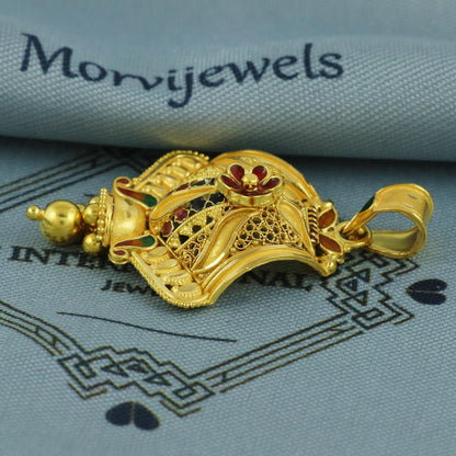 Hand Crafted 22k 18k Gold Pendant Locket Handmade Indian Jewelry, K5918