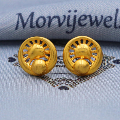 Sun 22k karat Gold Stud Earrings, Handmade 22kt gold earrings for women, classic fashion indian gold earrings jewelry, K5783