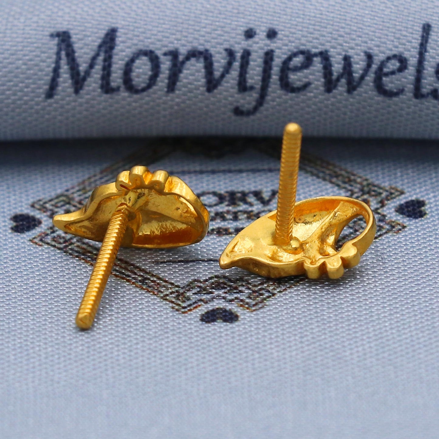 Solid 22k Gold Stud Earrings , Handmade Yellow gold earrings for women, vintage antique design indian gold earrings jewelry, K5788