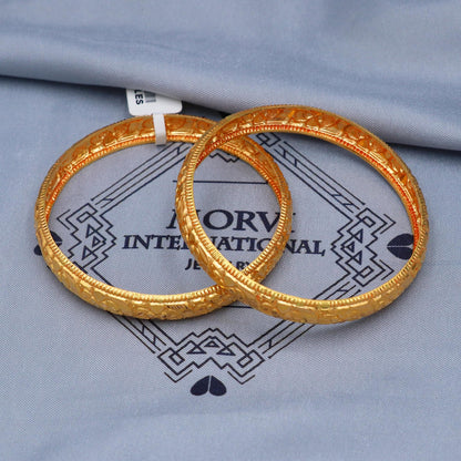 22k Gold Bangles Indian Handmade lightweight wax filled, Traditional Vintage ethnic Jewelry, Bangle Bracelet pair Wedding Jewelry, K5821