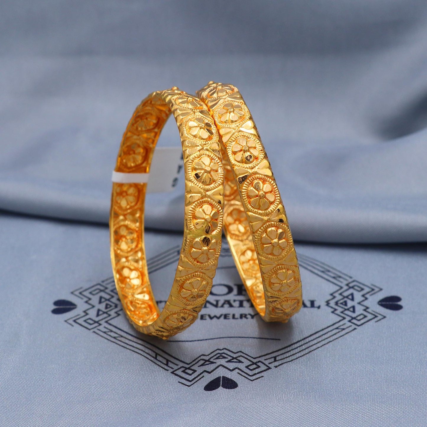 22k Gold Bangles Indian Handmade lightweight wax filled, Traditional Vintage ethnic Jewelry, Bangle Bracelet pair Wedding Jewelry, K5822