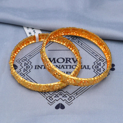 22k Gold Bangles Indian Handmade lightweight wax filled, Traditional Vintage ethnic Jewelry, Bangle Bracelet pair Wedding Jewelry, K5822