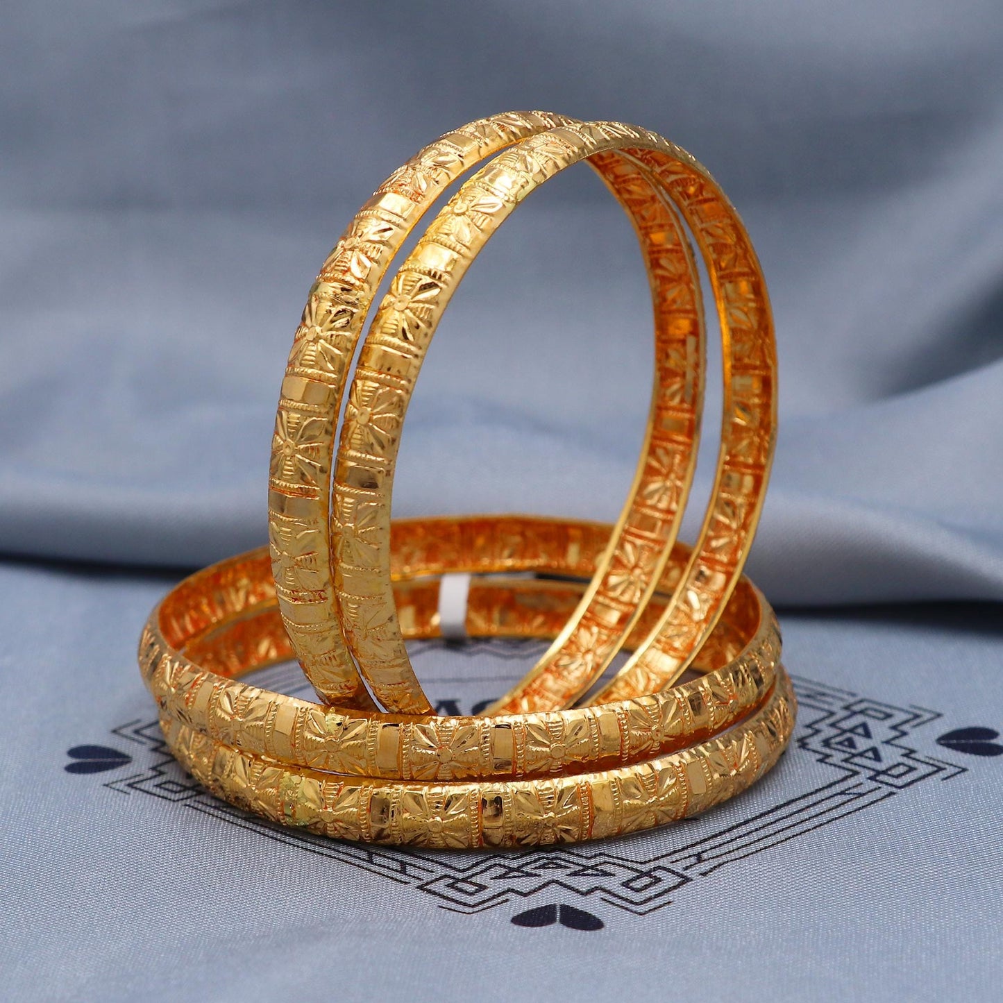22k Gold Bangles Indian Handmade lightweight wax filled, Traditional Vintage ethnic Jewelry, Bangle Bracelet Set Wedding Jewelry, K5826