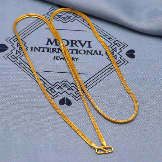 Handmade 22k Solid Real Yellow Gold Chain Necklace Jewelry, 22k gold Box chain, pure gold necklace Indian gold chain necklace, K5832