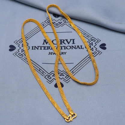 Handmade 22k Solid Real Yellow Gold Chain Necklace Jewelry, 22k gold curb cuban chain, pure gold necklace Indian gold chain necklace, K5833