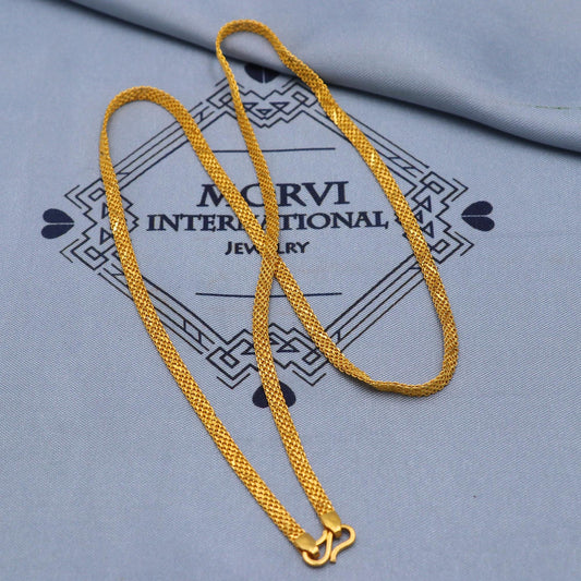 Handmade 22k Solid Real Yellow Gold Chain Necklace Jewelry, 22k gold curb cuban chain, pure gold necklace Indian gold chain necklace, K5833