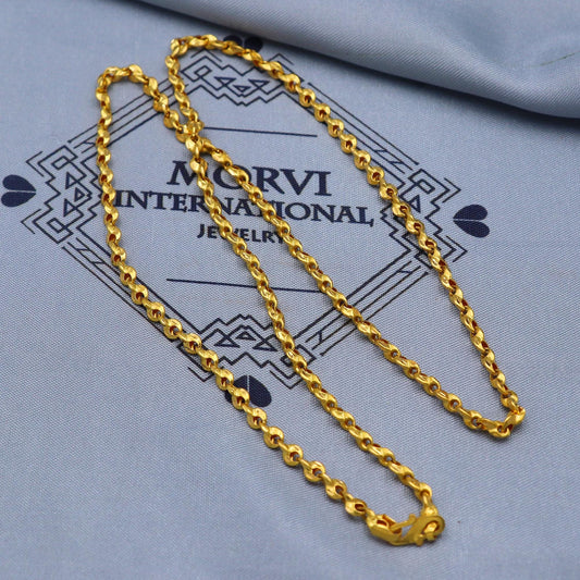 jewelry solid 22k gold handmade chain necklace handmade jewelry, K5834