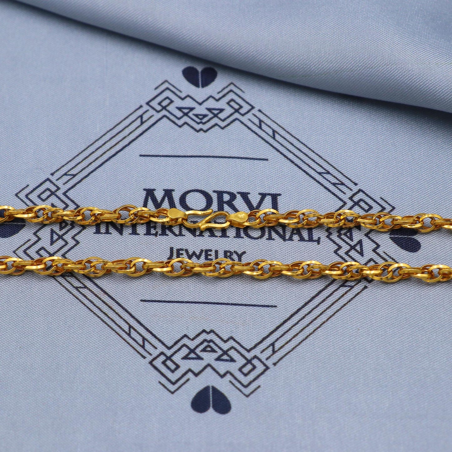 Solid 22k Gold Handmade rope Chain Necklace Handmade Jewelry, K5835