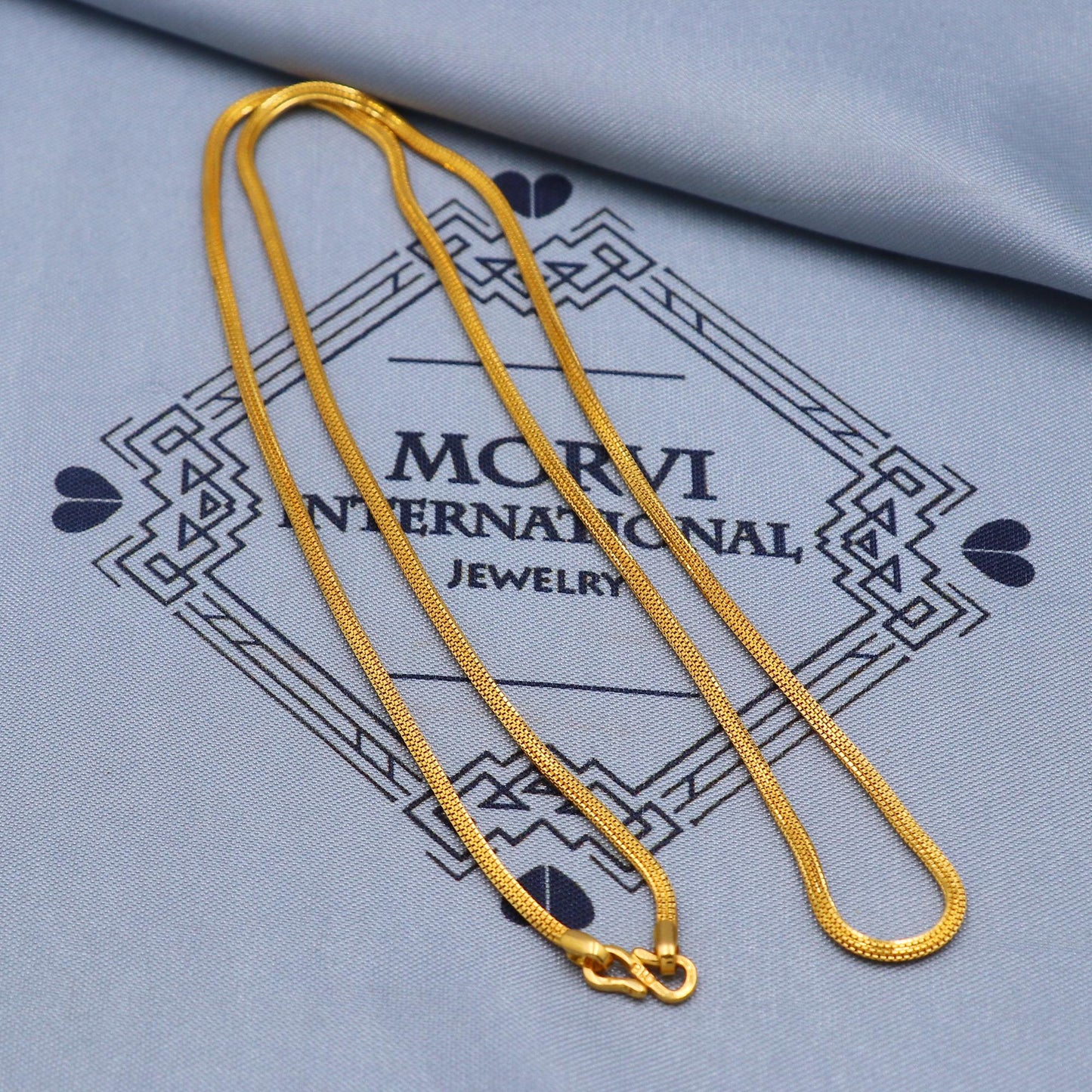 solid real 22k gold handmade Box link chain necklace handmade jewelry, K5836